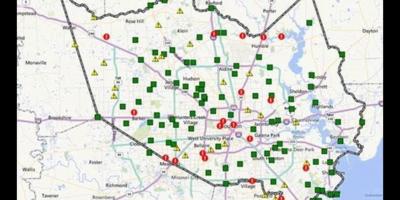 Térkép elöntött területek Houston