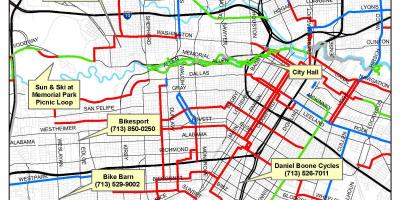 Kerékpárutakon Houston térkép