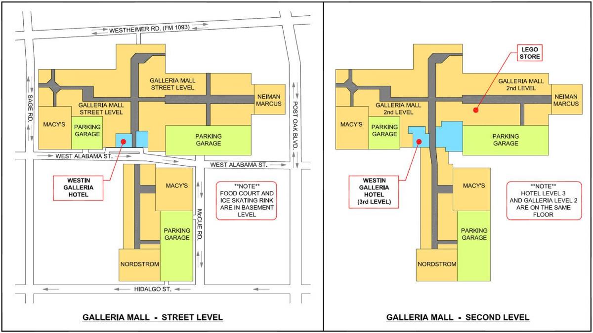 Houston Galleria mall térkép