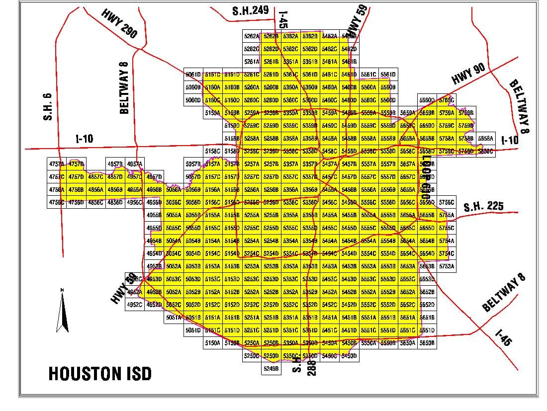 Houston területén iskola kerületi térkép