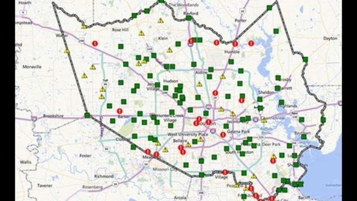 térkép elöntött területek Houston