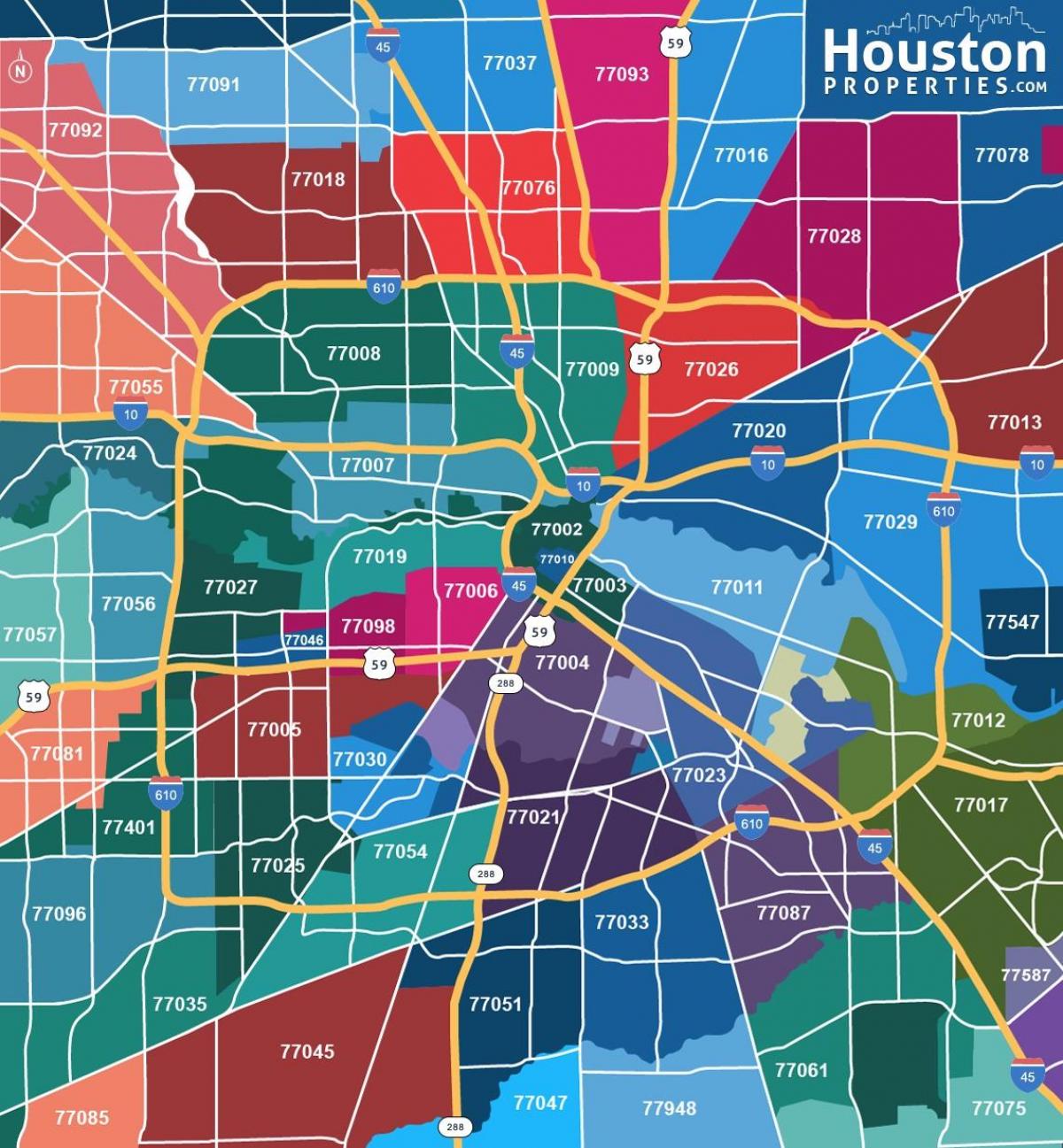térkép Houston zip-kódok
