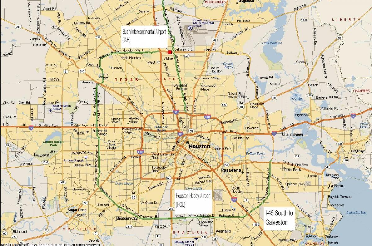 térkép Houston metró területén