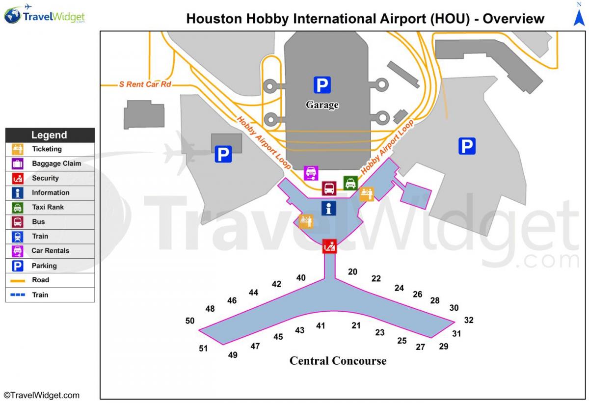 Houston repülőtéri terminál térképen