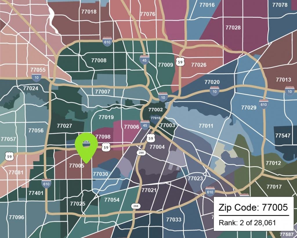 Houston térkép irányítószám